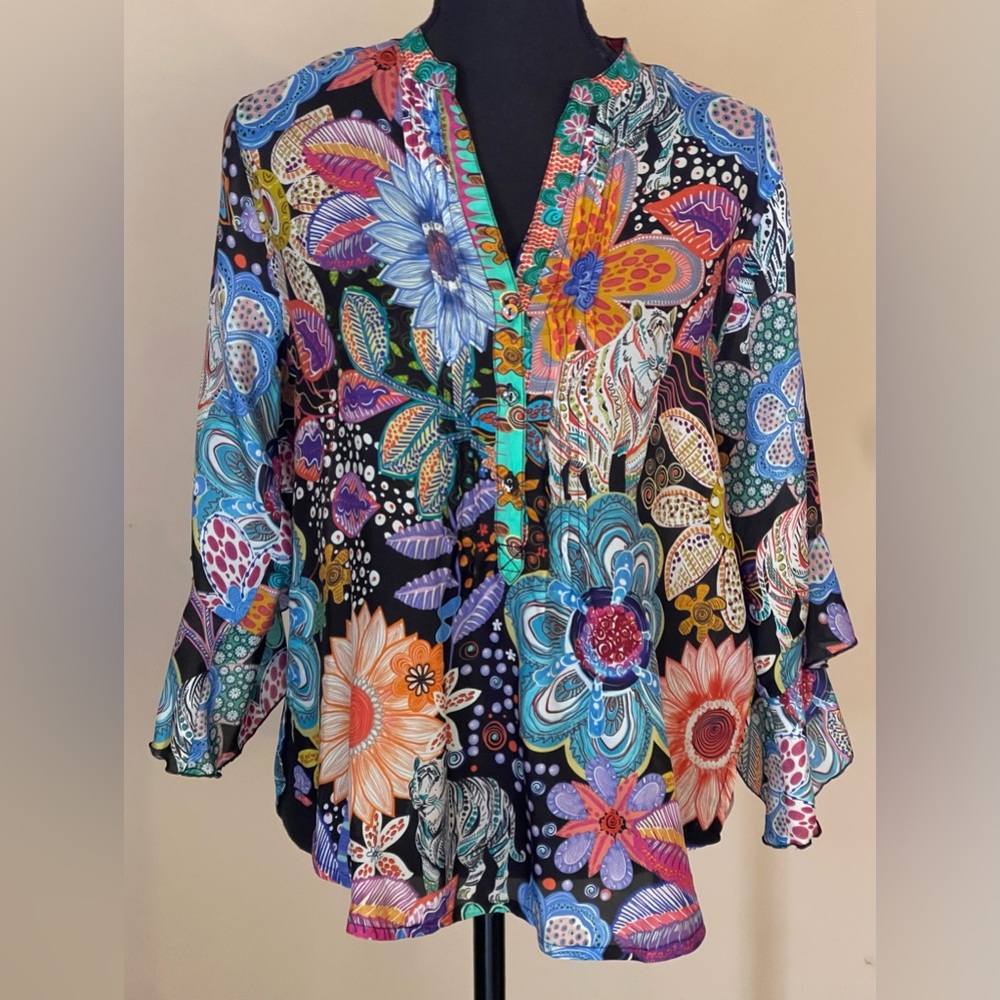 NWOT Johnny Was Zellah Blouse size small. 100% Silk.